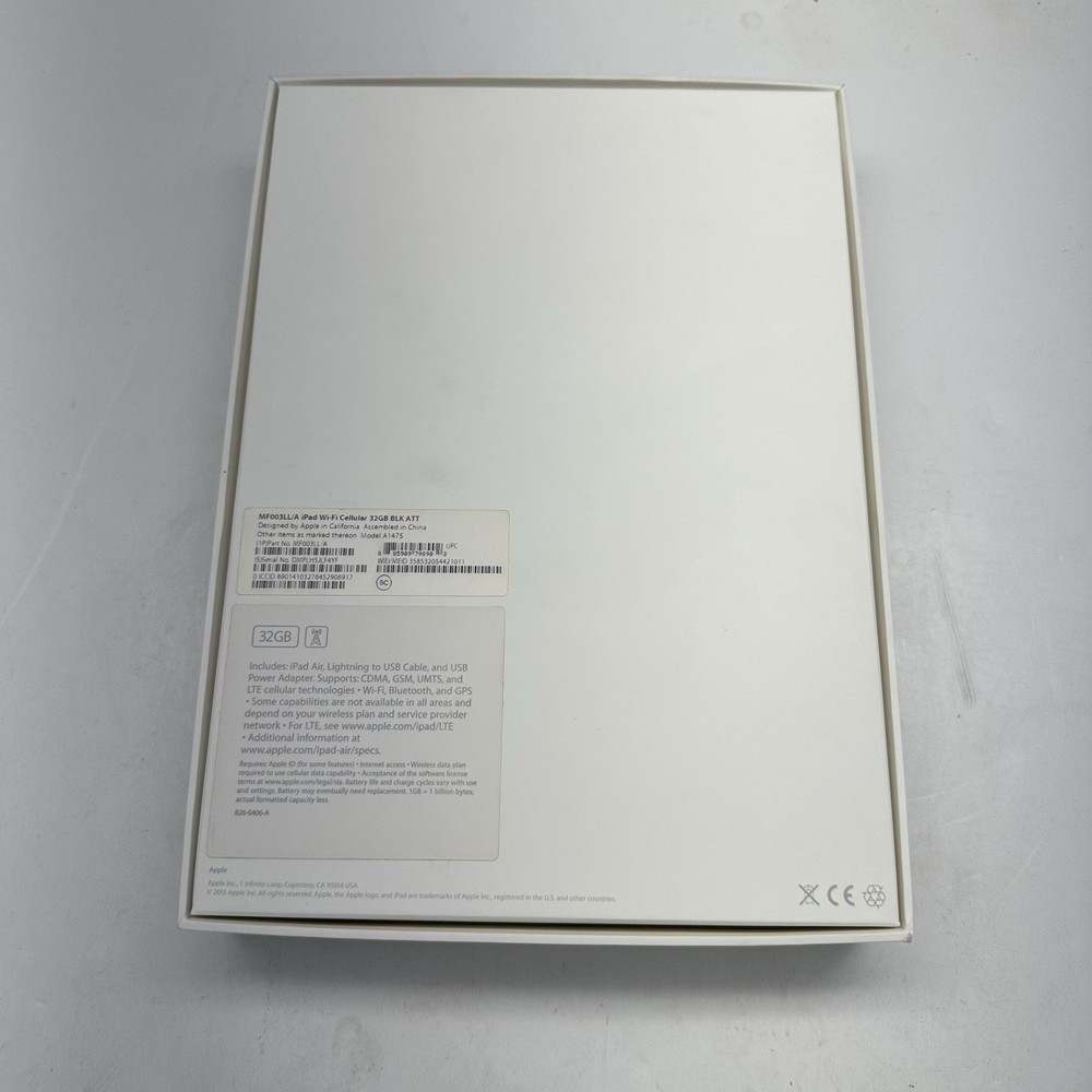 Apple iPad Air Black 2013 A1475 Empty Box Only