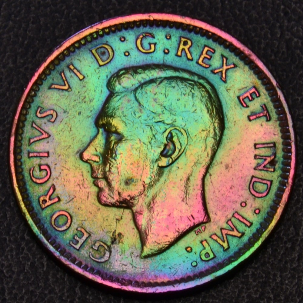 1943 Canada one cent rainbow toning high luster (L23-5)