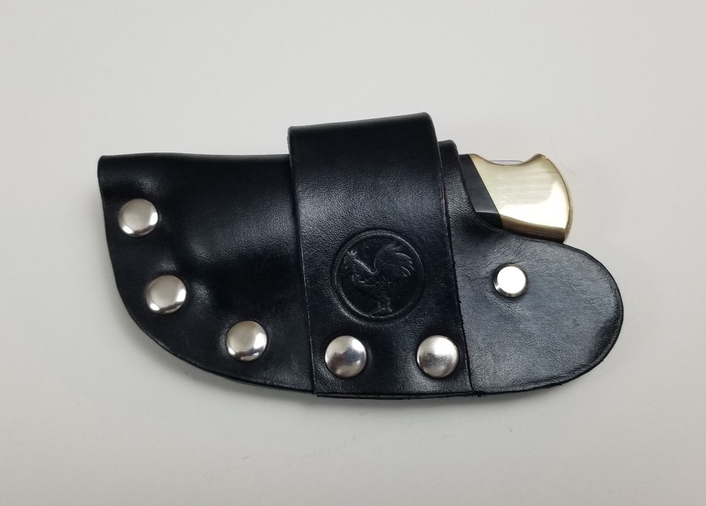 GENUINE LEATHER QUICK-DRAW SHEATH for BUCK 112 FOLDING KNIFE - BLACK