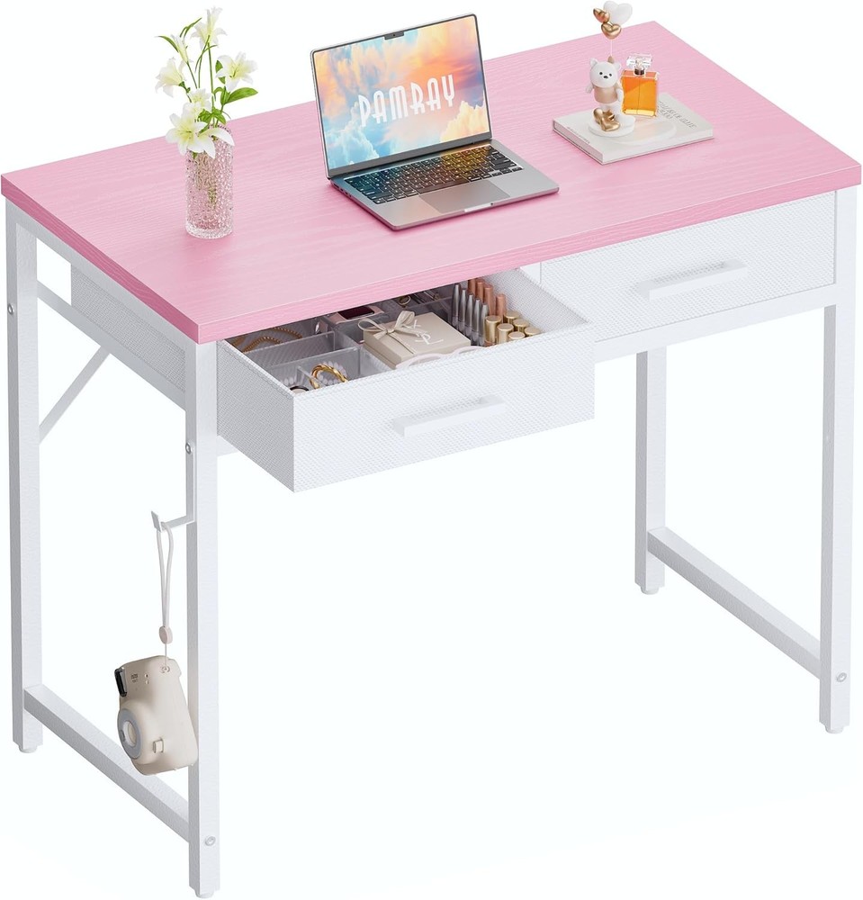 32 In Small Computer Desks W/ 2 Drawers Bedroom Study Writing Home Office Table