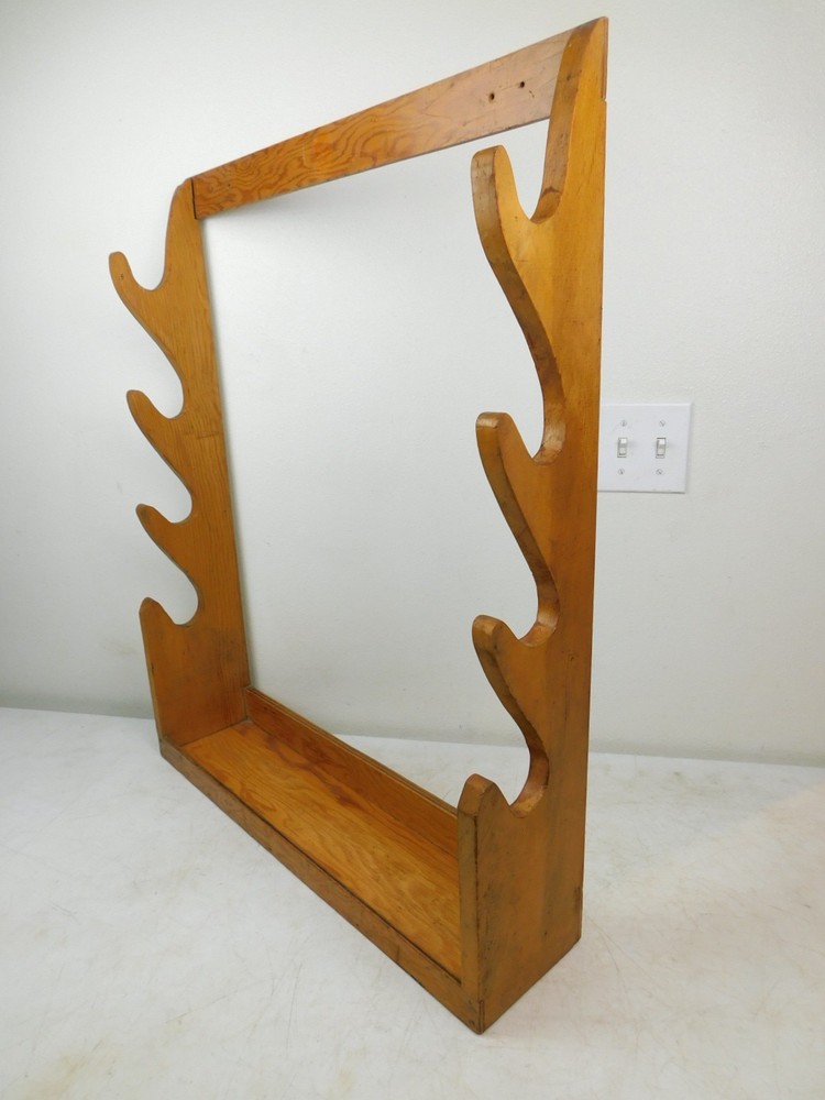 Display Rack Solid Wood 4 Cane Sword Rifle Holder Wall Mount