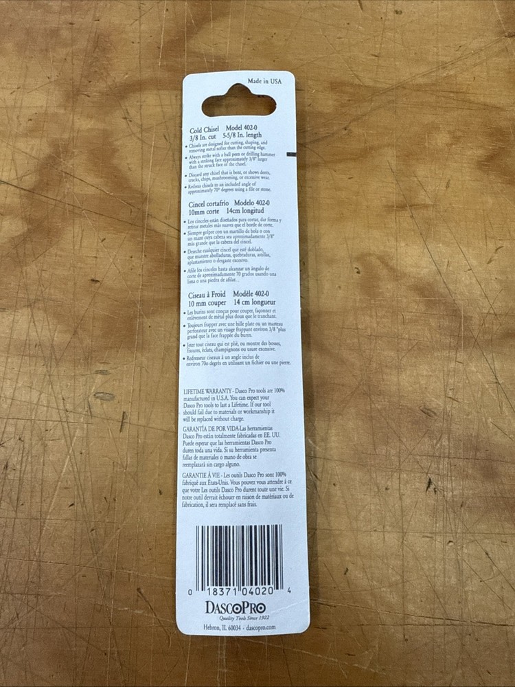 DascoPro 402-0 3/8" Cut Cold Chisel