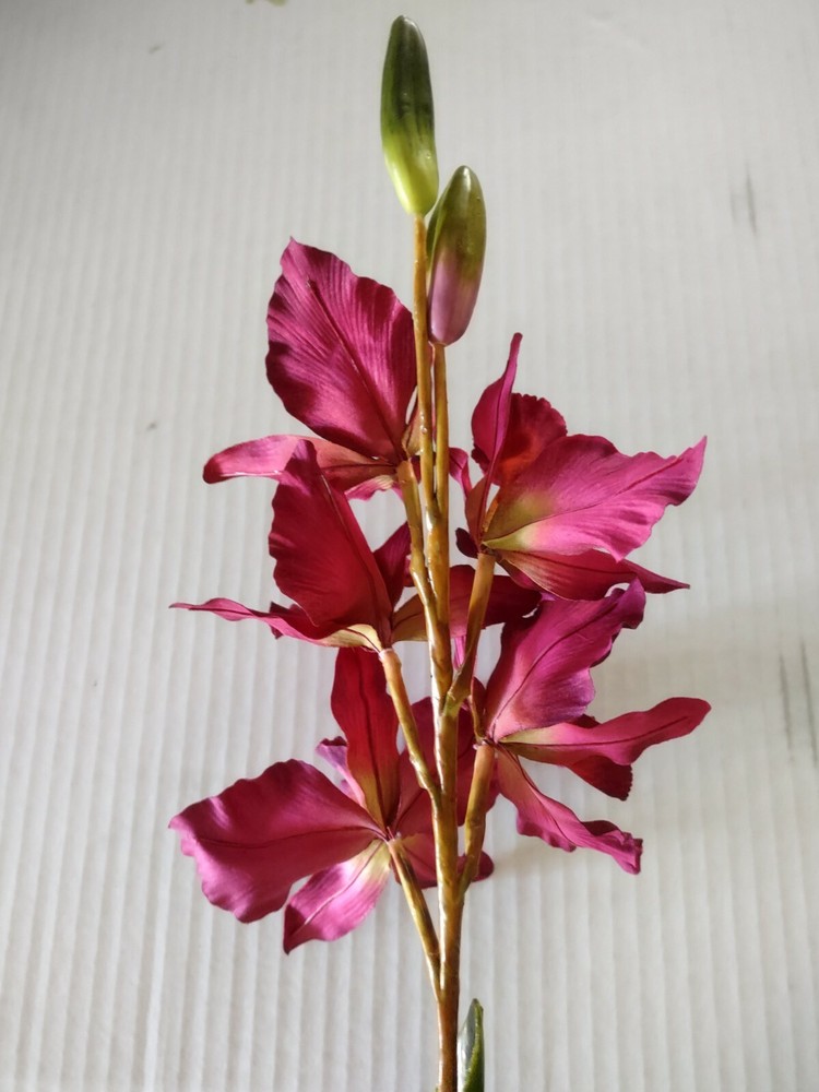 Artificial Mini Cattleya Orchid stem DEEP BURGUNDY WINE