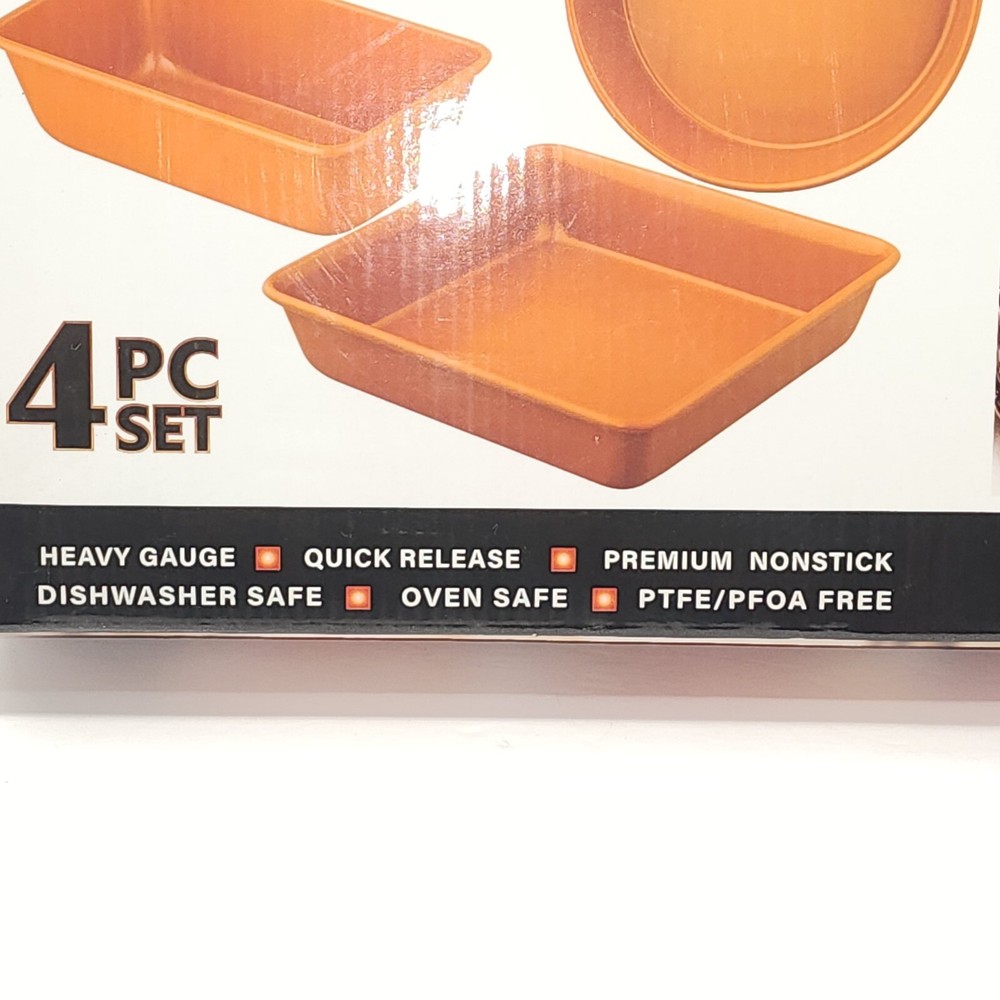 Culinary Edge Copper Ceramic Nonstick Bakeware Set, Assorted Items, 4 Piece