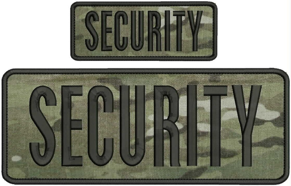 Security embroidery patch 4X10 and 2.x5 hook multicam