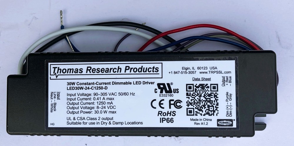 Hubbell Thomas Research Products LED30W-24-C1250-D LED Driver, Constant