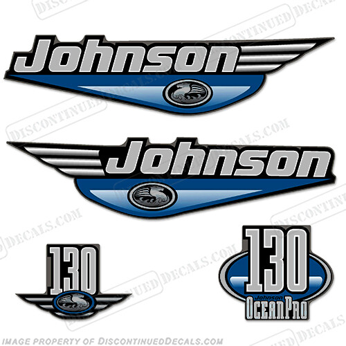 Fits Johnson 130 hp Decals Ocean Pro - Blue