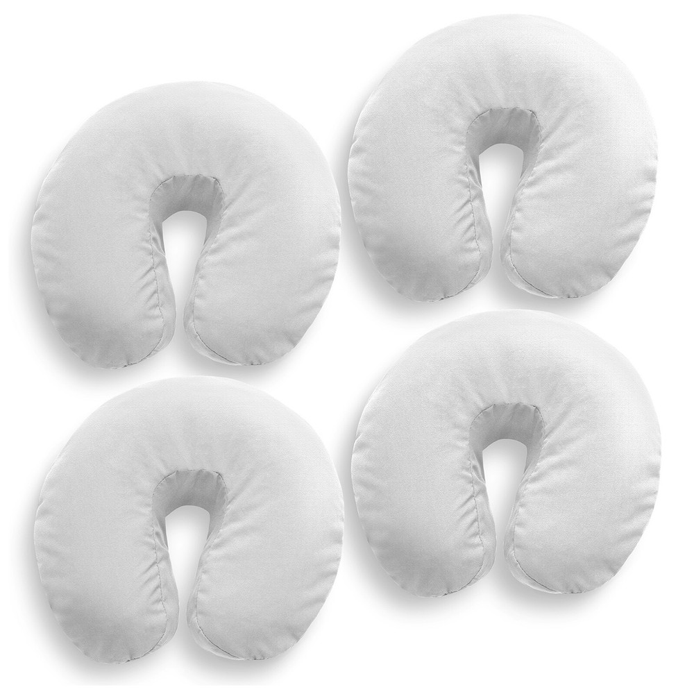 4 Pk Massage Table Face Cradle Head Rest Covers - White