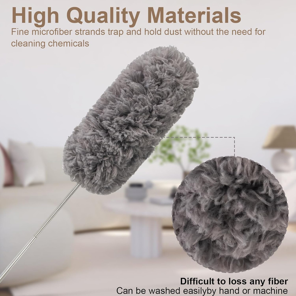 Microfiber Feather Duster Extendable Duster with 14"-33" Extra Stainless Steel P