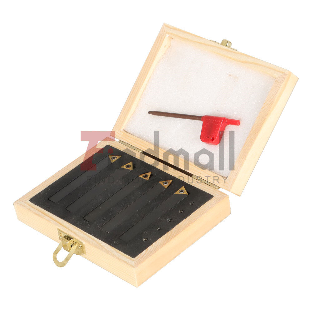 5Pcs 3/8" Lathe Indexable Carbide Insert + Turning Tooling Bit Holder Set