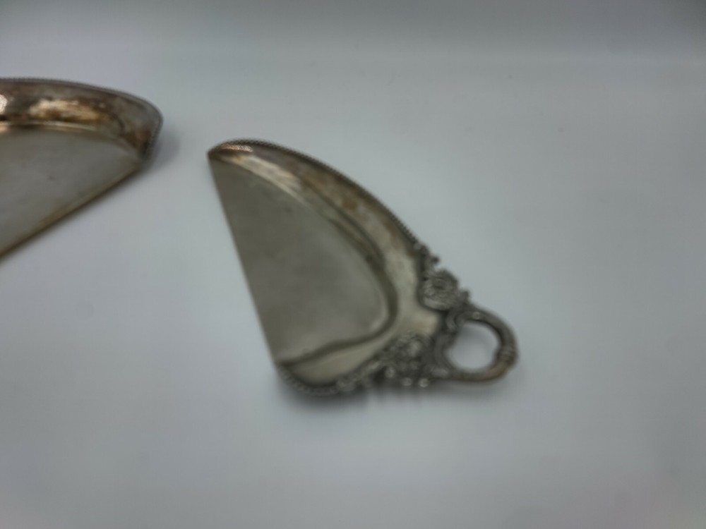 Antique Victorian E G Webster Silver Plate Crumb Tray Set