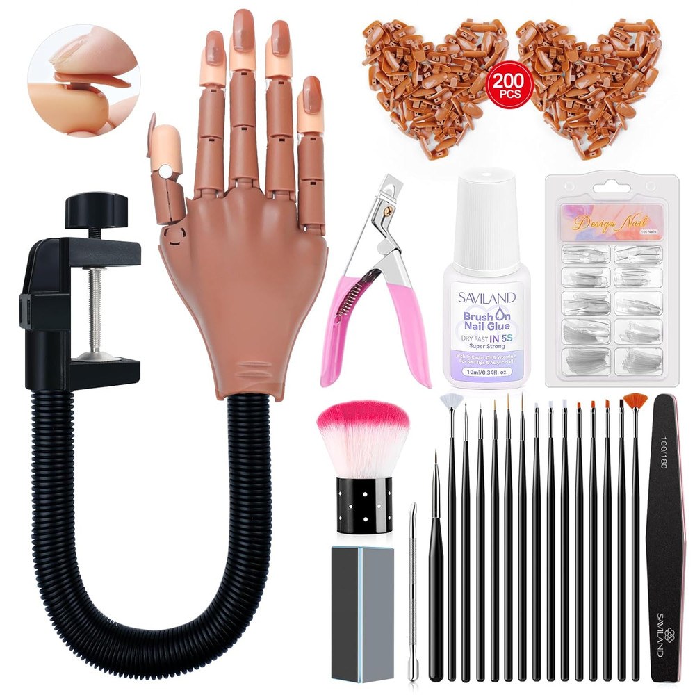 Practice Hand for Acrylic Nails, Flexible Moveable Fake Hands