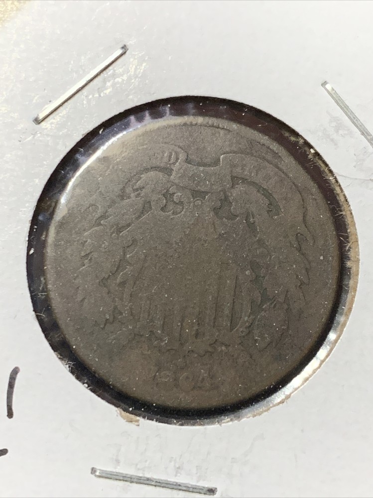 1864 TWO CENT PIECE 2C ~ CIVIL WAR ERA ~ ROTATED REVERSE