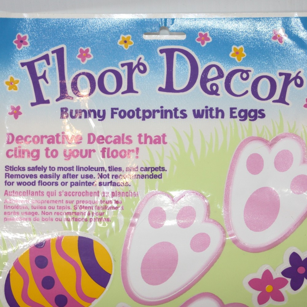 Easter Bunny Footprints with Eggs Floor Decor Egg Hunt NEW