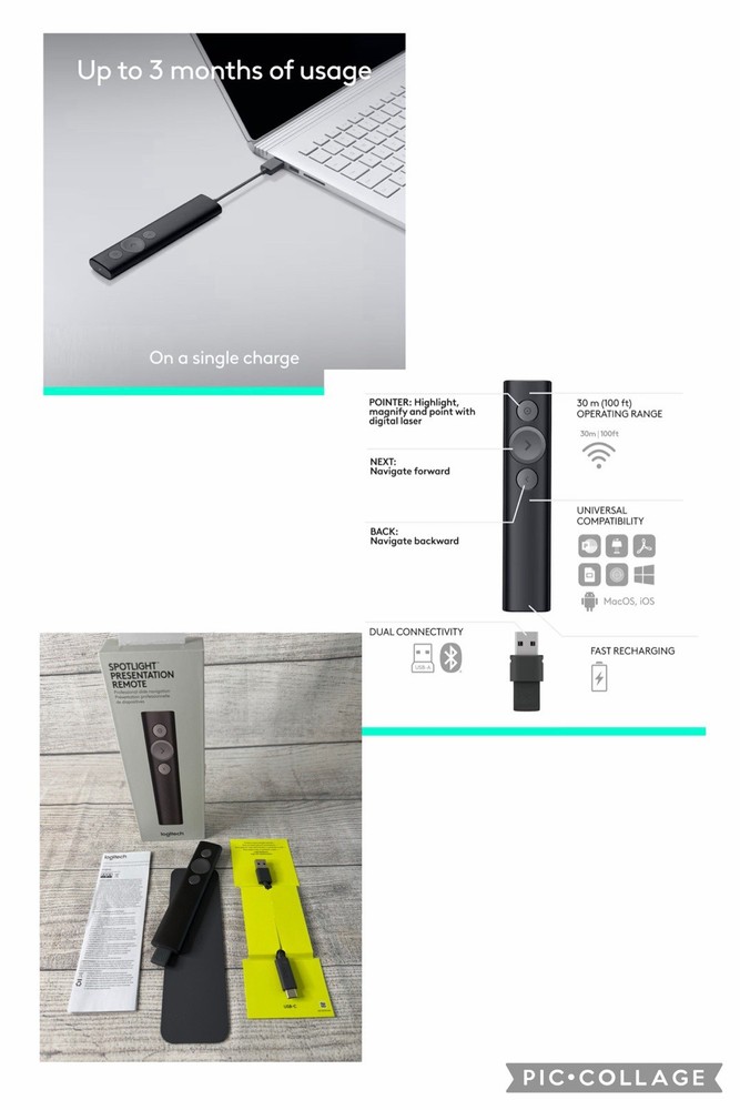 Logitech Spotlight Universal Wireless Presentation Remote Laser - Black