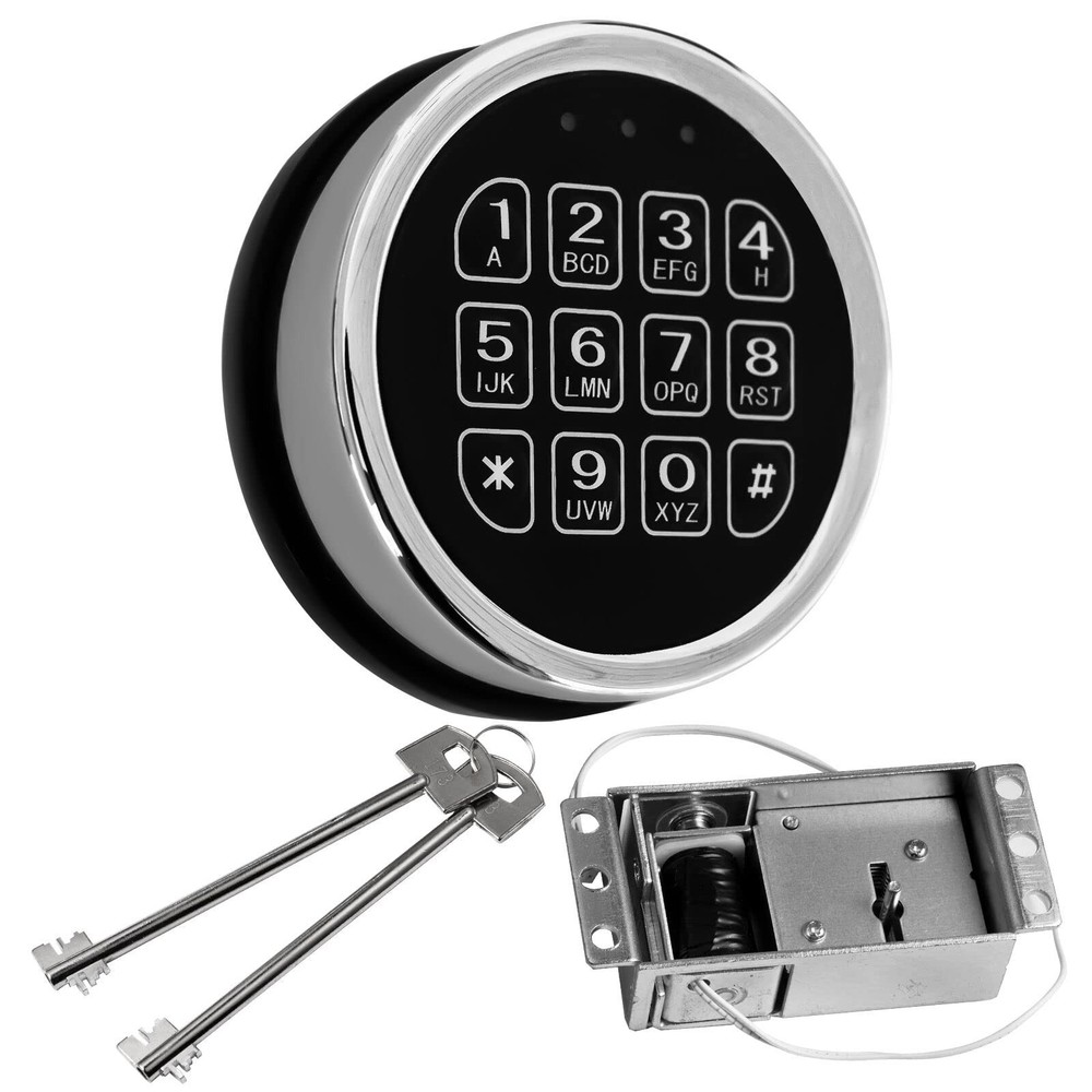 Gun Safe Lock Replacement,Chrome Keypad Electronic Safe Lock with Solenoid Lo...