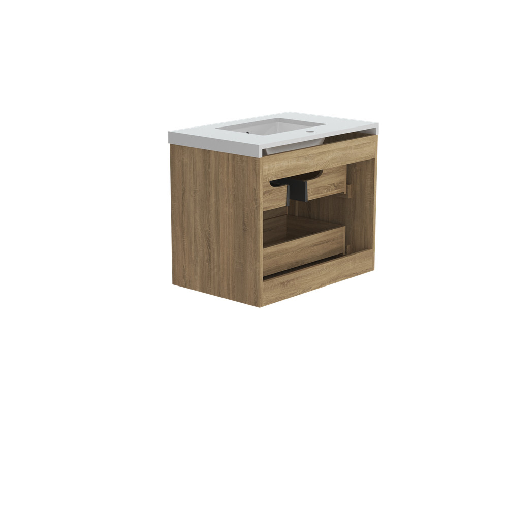Wall Mount White Bathroom Vanity Cabinet with Sink & Storage
