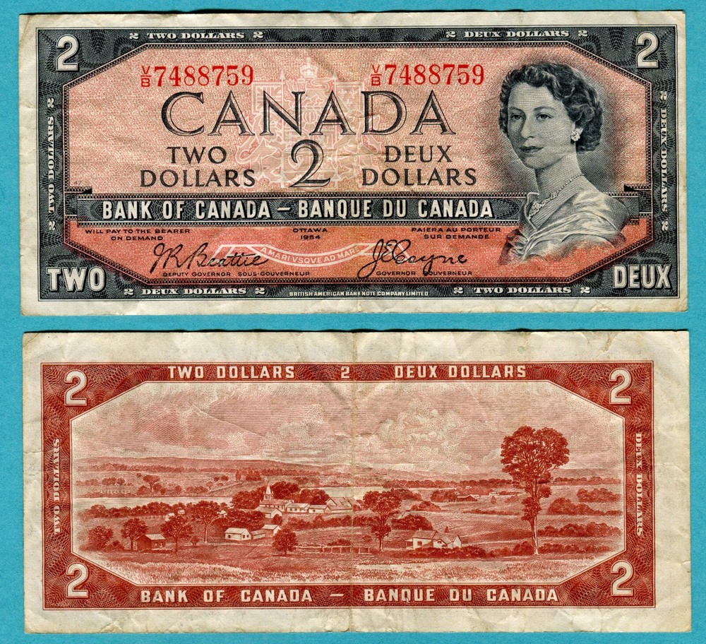 Canada 2 Dollars 1954 P76a Used