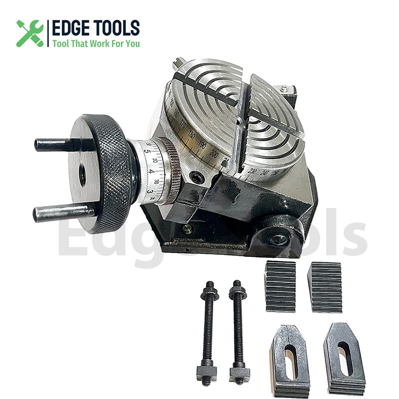 4"100mm Tilting Rotary Table With M6 Clamp Kit For Milling Machine  EDGETOOLS