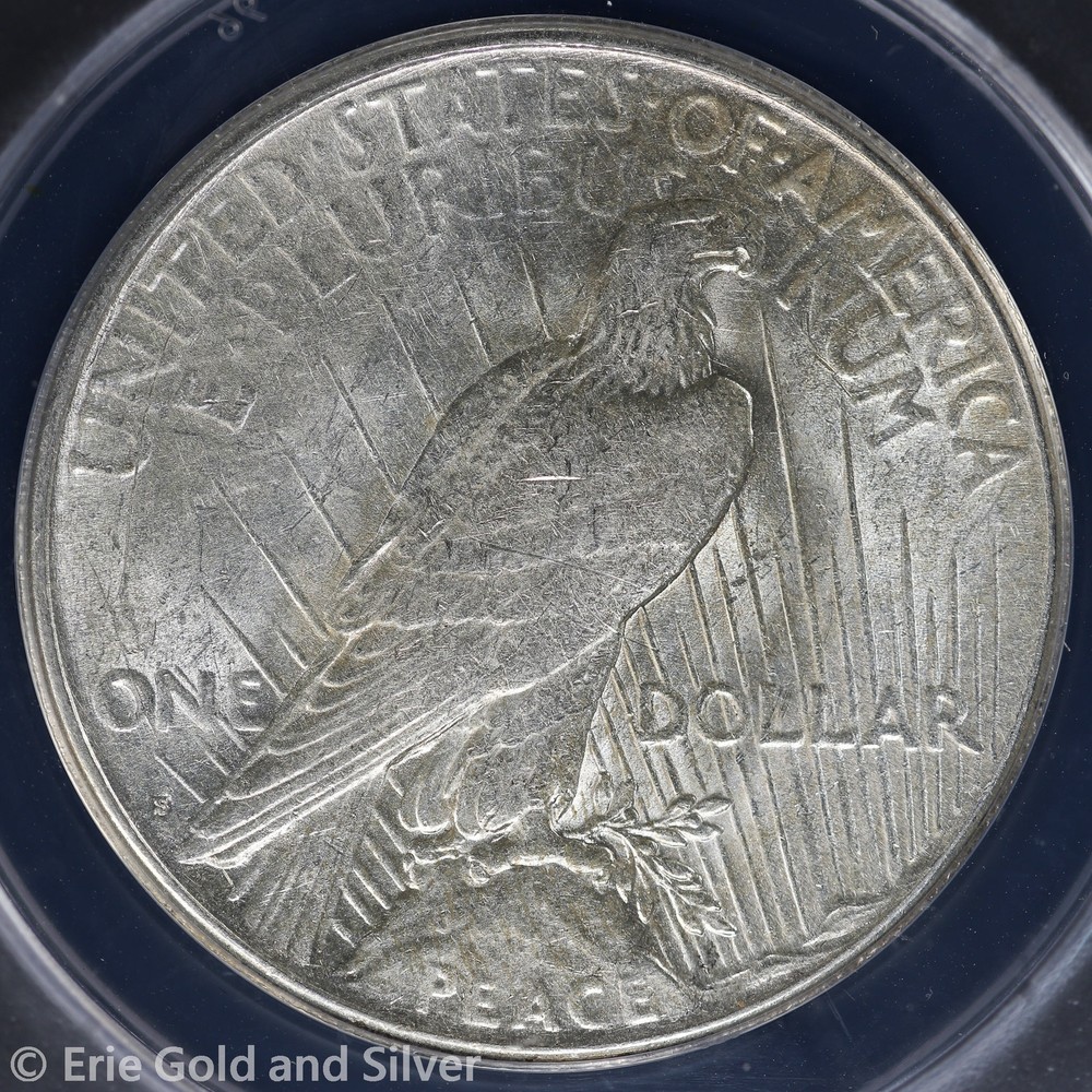 1925-S $1 Peace Silver Dollar ANACS AU 55
