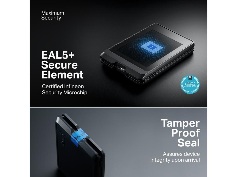 SecuX W10 Crypto Hardware Wallet- Infineon CC EAL5+ Secure Element, USB cable to
