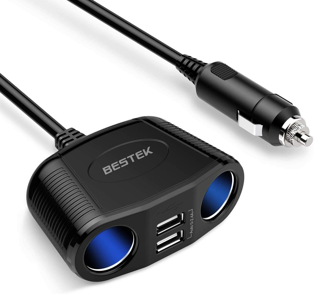 BESTEK 150W 2-Socket Cigarette Lighter Splitter Power Adapter with 2 USB Outlets