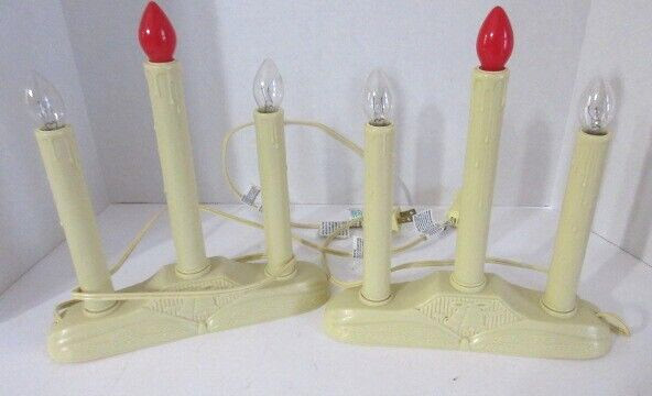 2 Sets Vtg 3 Lights Christmas Electric Candelabra Window Candles TESTED 🕯️ EUC