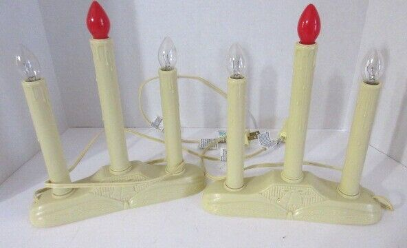 2 Sets Vtg 3 Lights Christmas Electric Candelabra Window Candles TESTED 🕯️ EUC