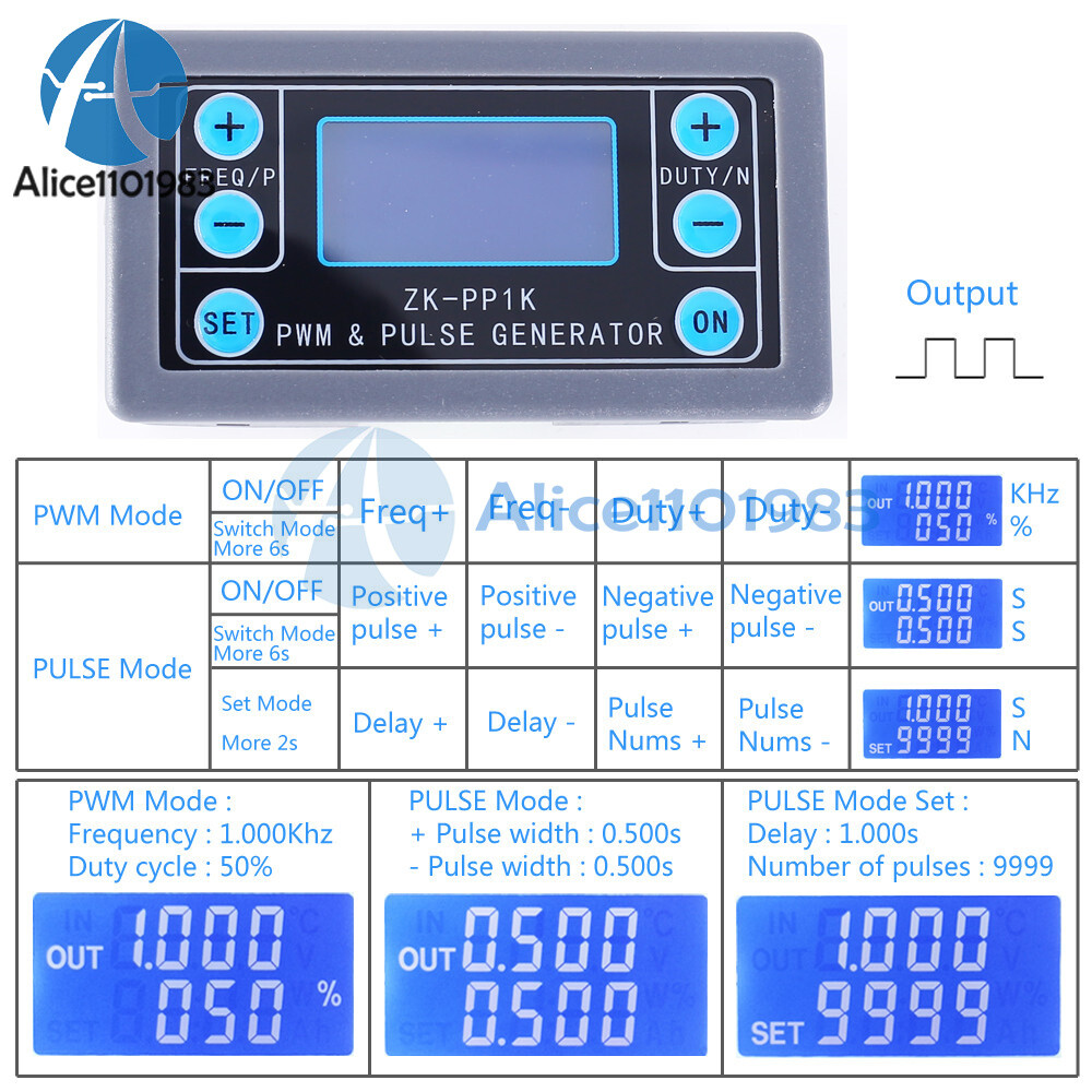 Adjustable Square Wave Generator PWM Pulse Frequency Duty Cycle Digital Module