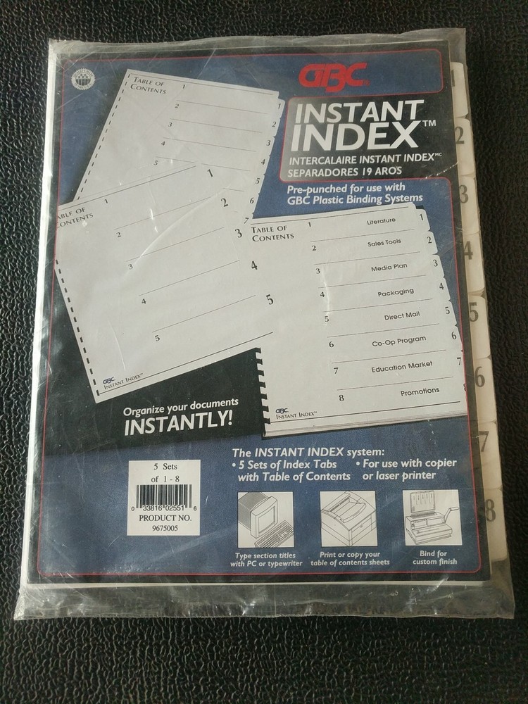 gbc instant index plastic binding system