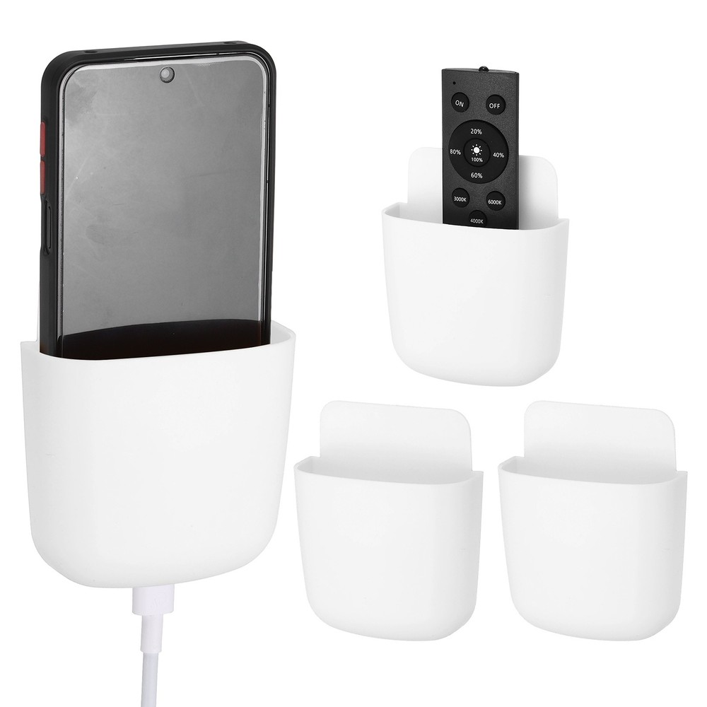 4Pcs Remote Control Holder Wall Mount, Adhesive Phone Holder, White