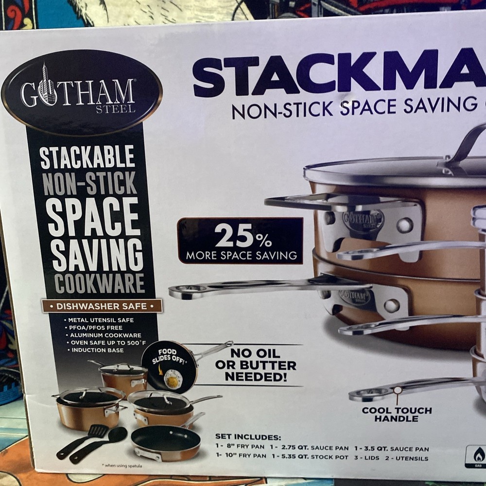 Gotham Steel STACKMASTER Pots Non-Stick 10 Piece Cookware Set New Open Box