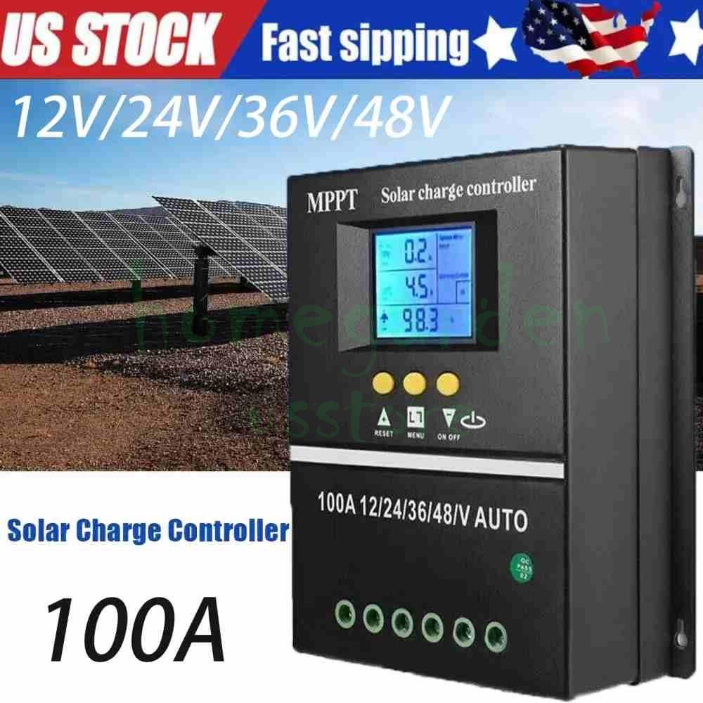 100A MPPT Solar Charge Controller LCD Display Battery Intelligent Regulator US