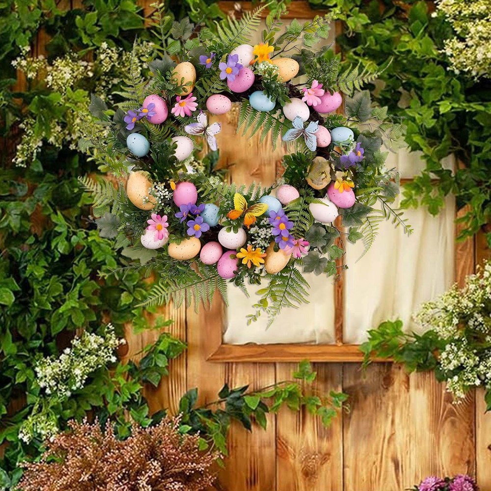 Easter Egg Wreath, Easter Door Garland,Artificial Easter Wreaths for Front Door