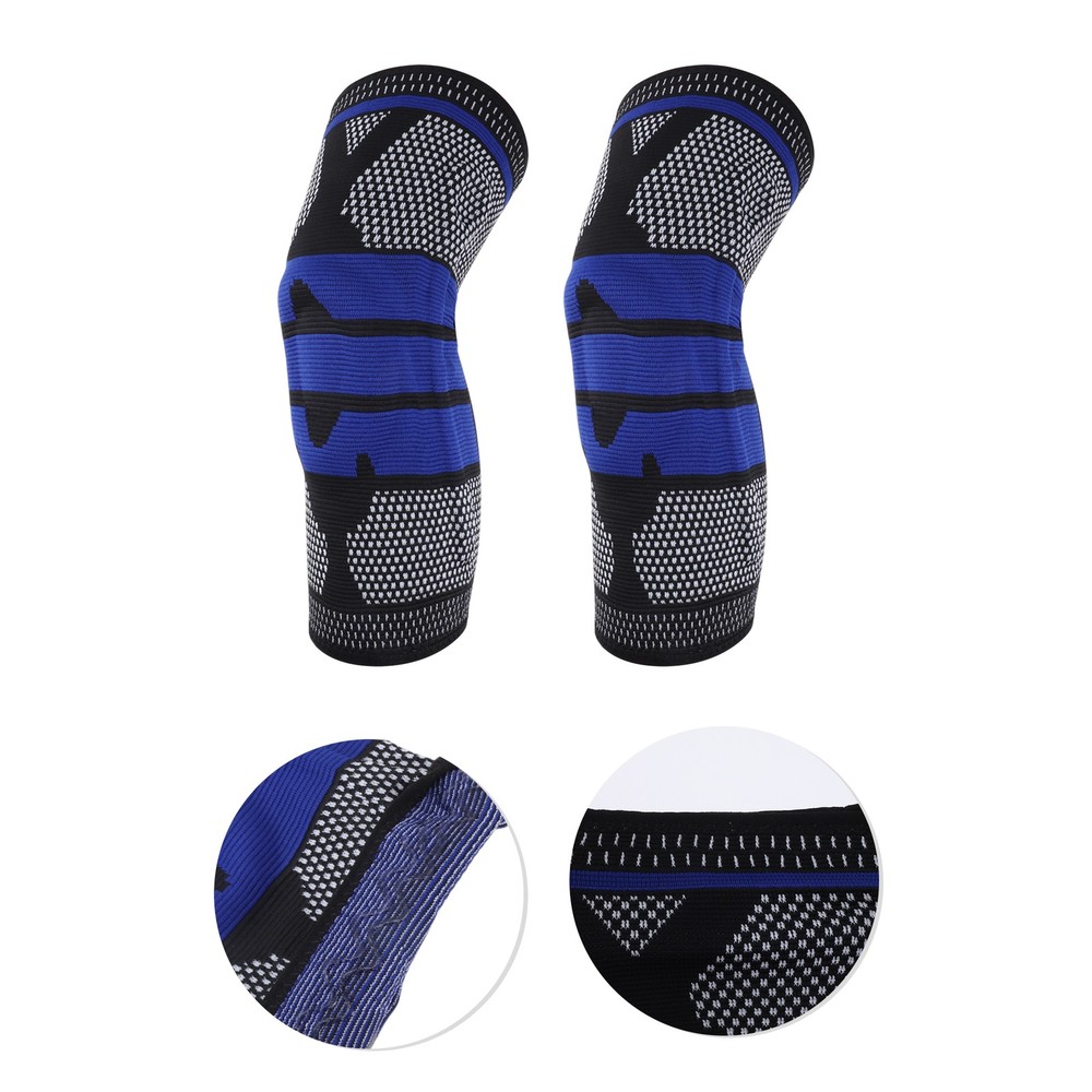 Horizontal Stripes Knee Pads Medium Black Blue 1 Pc