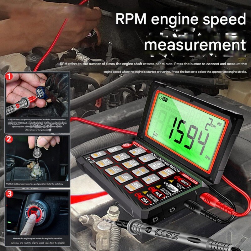 Auto Repair Multimeter Digital AC/DC Voltmeter Ammeter Capacitance Tester BLACK