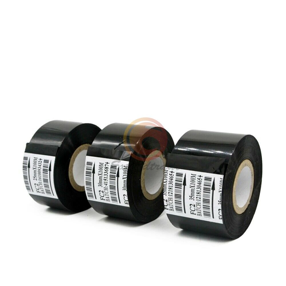 6 PCS FC2 30mm x 100m For Coder Printer Machine Black Hot Stamp Ribbon