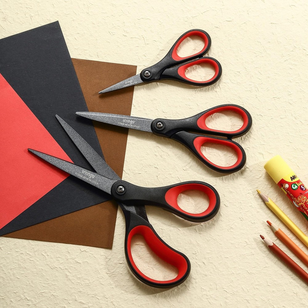 3 Pack Titanium Scissors All Purpose Non Stick Stainless Steel Sharp Scissor...