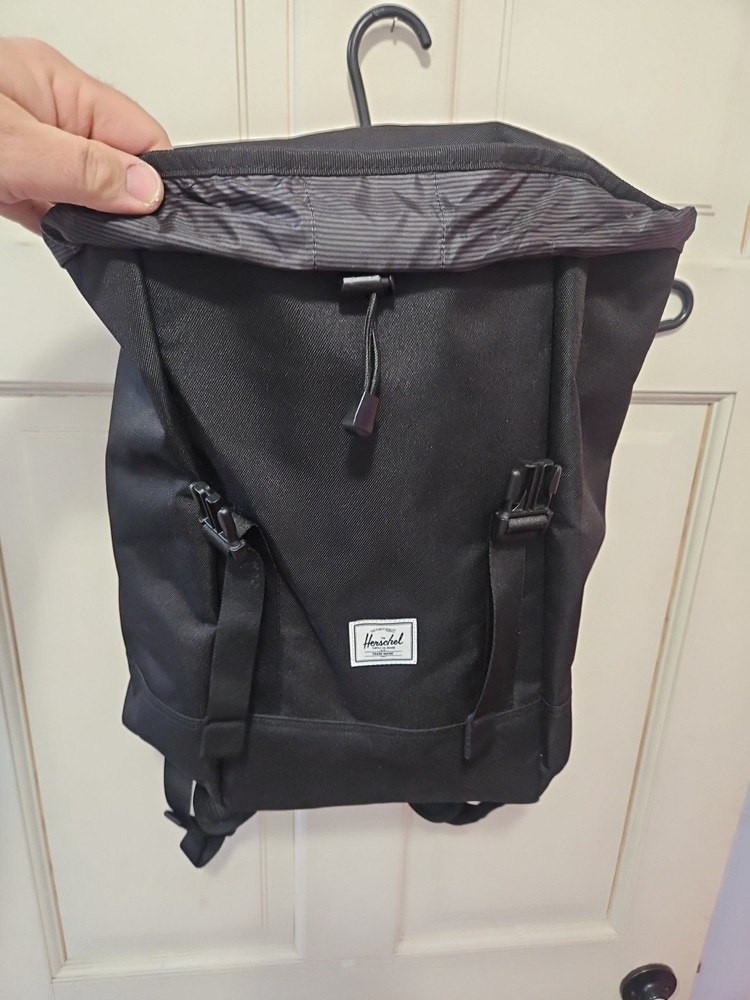 Herschel Black Backpack with Buckle Straps