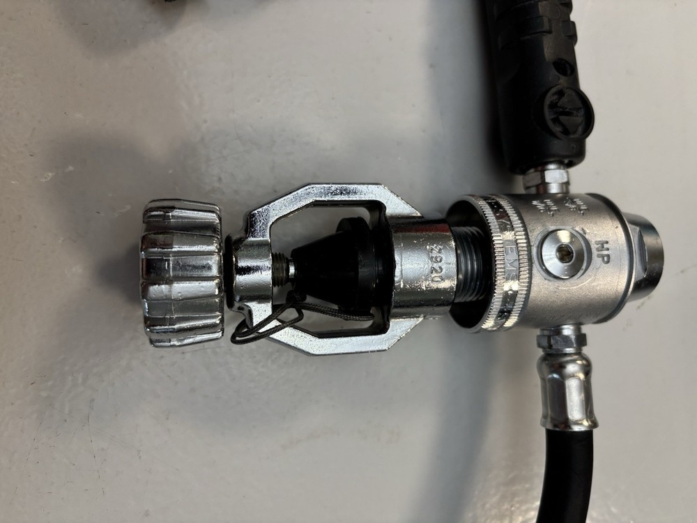 Poseidon first and second stage scuba regulator fits both yoke and DIN.