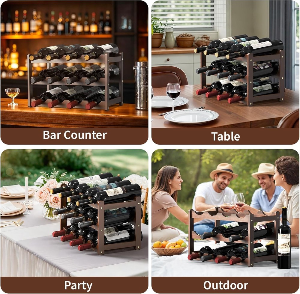 Wine Rack,Bamboo Wine Racks Countertop,Sturdy Wine Rack Inside Cabinet