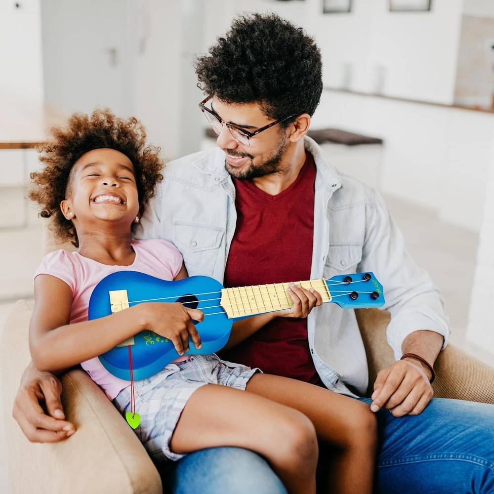 Children's Blue Ukulele - Interactive Learning with 4 Strings & Safe Design