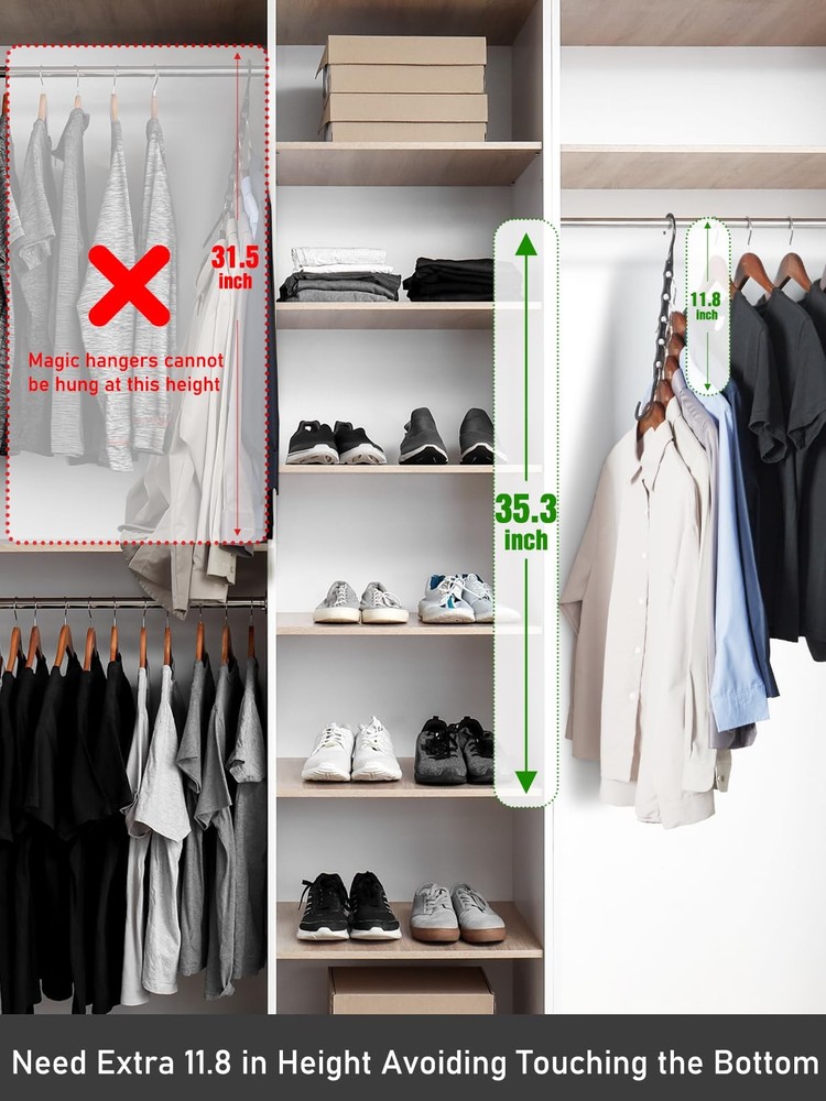 Black Magic Space Saving Hangers 10 Pack, Premium Smart Hanger Hooks, Sturdy ...