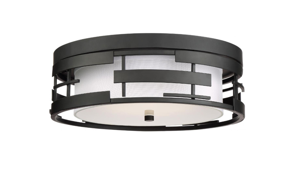 LANSING 3 LIGHT FLUSHMOUNT IN TEXTURED BLACK