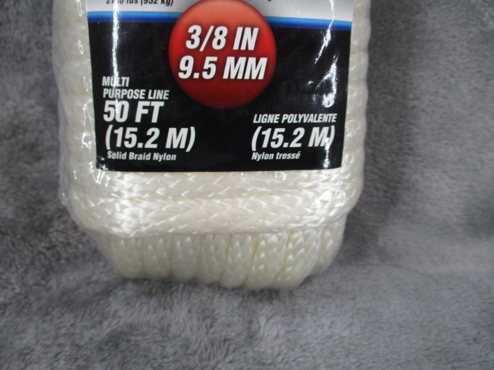 Shoreline Marine Rope Multi Purpose Line 50FT Solid Braid Nylon 3/8 9.5MM NEW