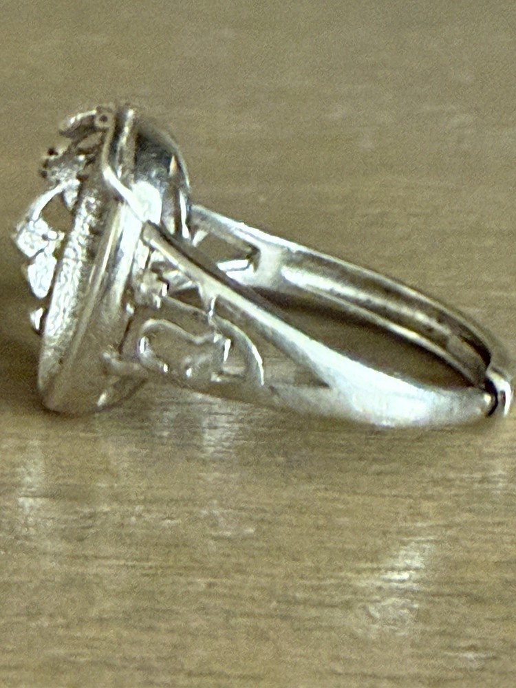 Jewelry Makers Silver Ring Blank for Oval Cabochon Setting Adjustable .925