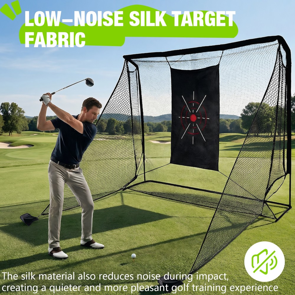 Golf Net 10x7ft Golf Enclosure Net with Side Barriers & Target Cloth