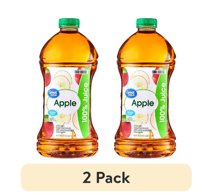 (2 pack) Great Value 100% Apple Juice, 96 fl oz