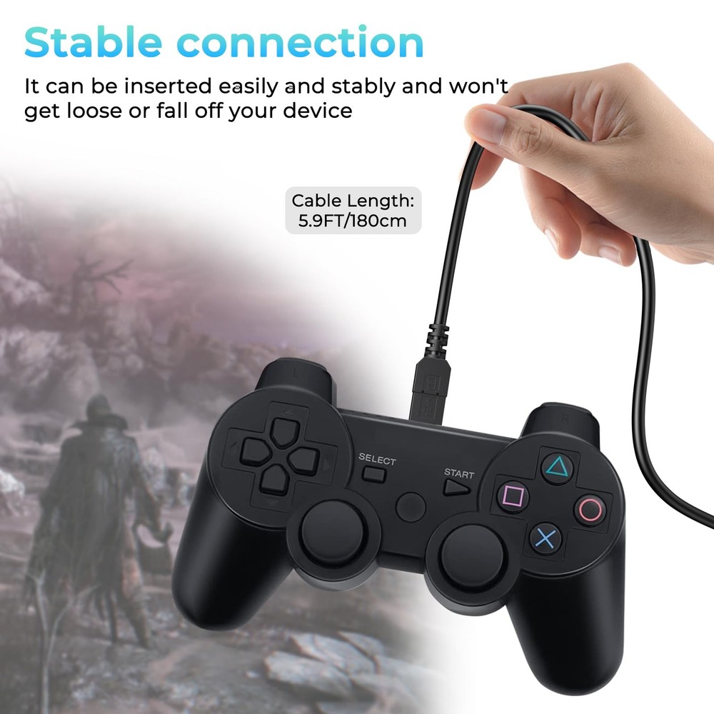 Vancle 2 Pack for PS3 Controller Charging Cable, 3.3ft Mini USB 1 centimeter