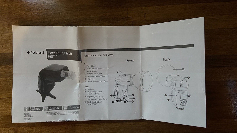 Polaroid Bare Bulb Flash ~ w Bulb, Reflector, stand, case ~ EXCELLENT